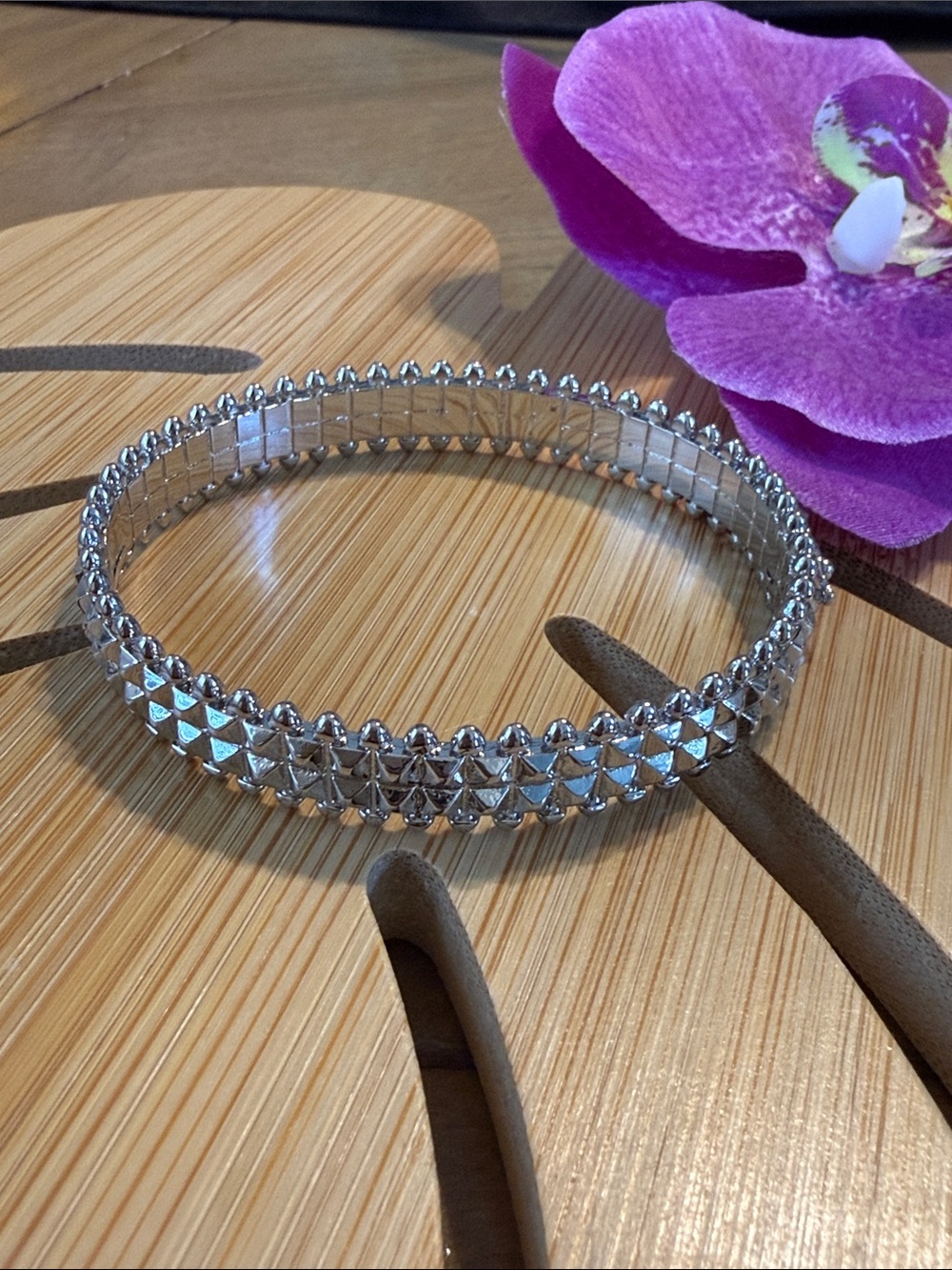Silver Pyramid Stud bangle Bracelet - Women Jewelry